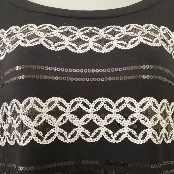 White House Black Market Sequined Cocktail party midi dress women XL Black/White - Picture 4 of 10